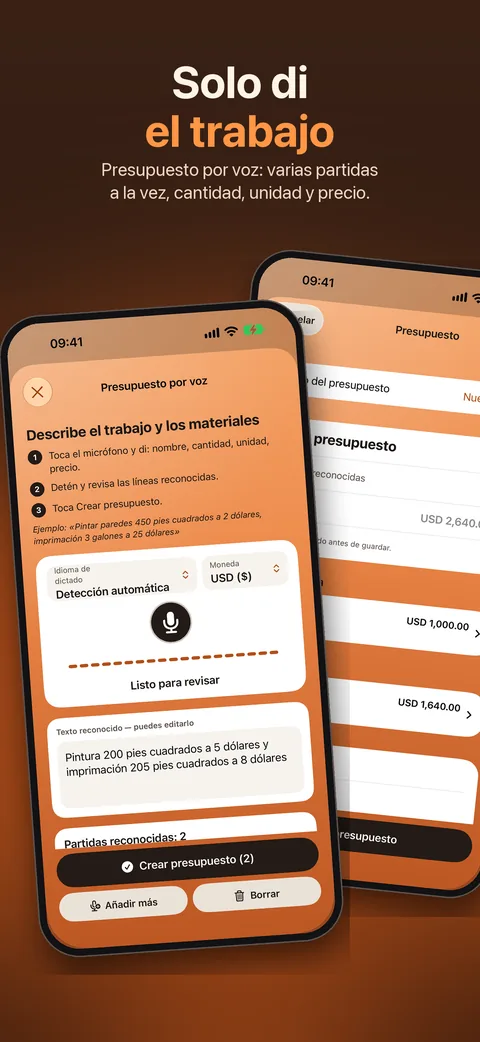 Presupuesto por voz convertido en partidas